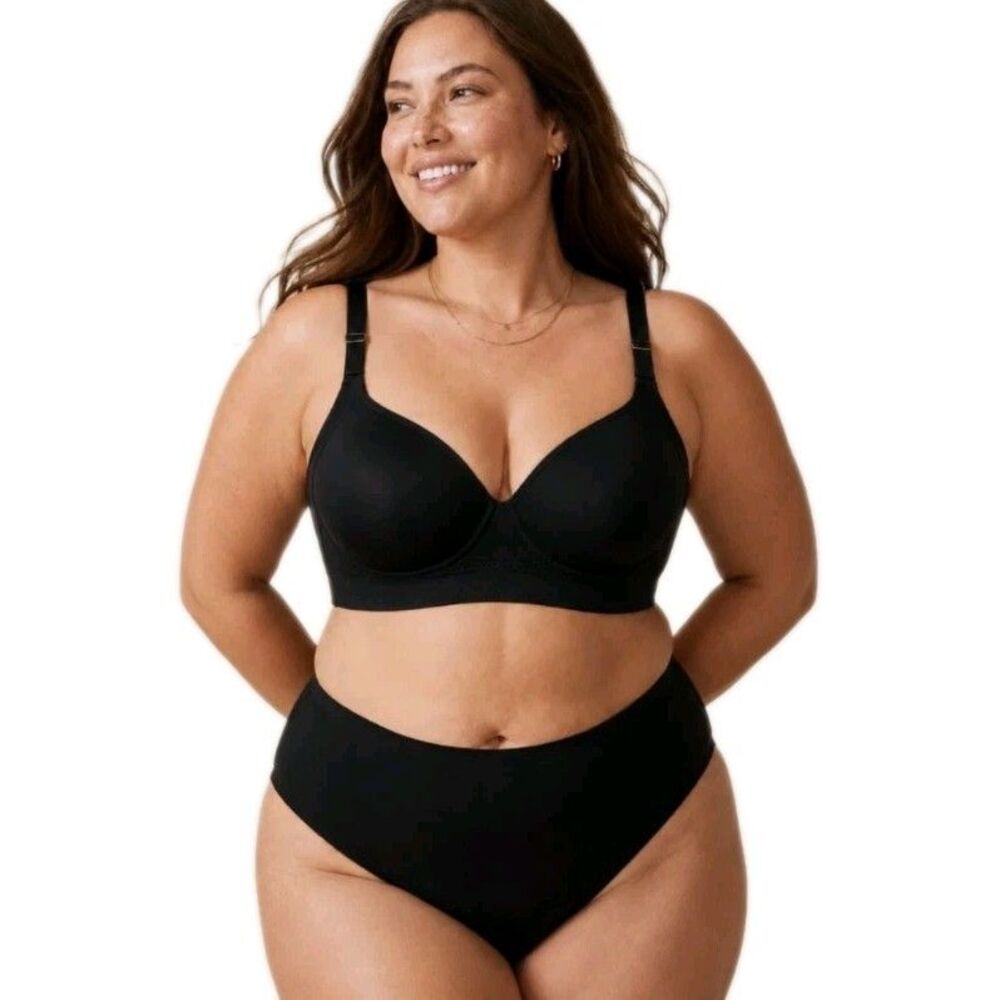 Shapedly Back Smoothing Shaping Bra Black 38G Full Coverage Wireless Support EUC